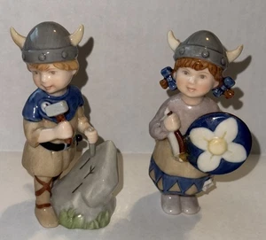 Royal Copenhagen Annual Vikings 2003 Mini Figurine Pair Girl Has Damage Free Shi - Picture 1 of 11
