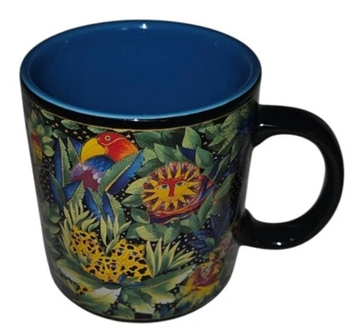 Taza de café artística Laurel Burch "Jungle Songs" 2004 de Wine Things 14 oz Foto 1 de 4