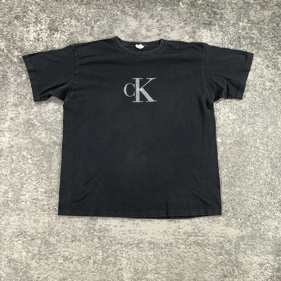 Vintage Calvin Klein Shirt Mens XL Black CK Be Fragrance Tee Made USA 90s Rare - Image 1 of 4
