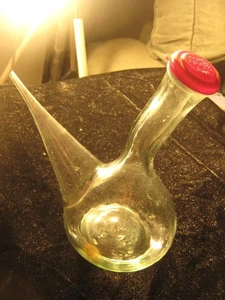 Antique Spanish  porron wine bottle, carafe clear glass decanter hand blown jug - Picture 1 of 6