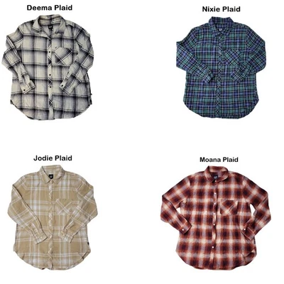 Gap女式柔软长袖高低下摆宽松版型法兰绒 — 第 1/3 张图片