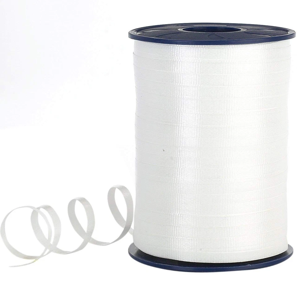 Morex Snow White Poly Crimped Curling Ribbon 3/16 Inch 500 Yard Roll - Image 1 of 4
