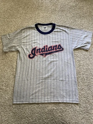 Camiseta De Colección Lee Sport Cleveland Indians Chief Wahoo L Béisbol Rayas Nuez moscada Años 90 Foto 1 de 4