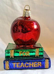 Alte Welt Weihnachtsschmuck aus mundgeblasenem Glas für Weihnachtsbaum, Lehrerapfel - Bild 1 von 7