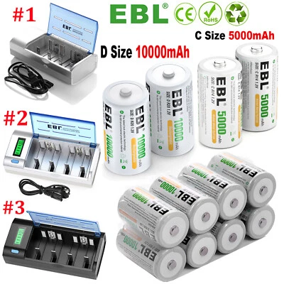 Lote Baterías Recargables Celda C D 5/10AH NI-MH / AA AAA 9V C D Cargador de Batería Foto 1 de 4