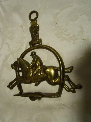 Vintage Solid brass Horse equestrian race wall Coat Hat hook 10” T MCM - Image 1 of 4