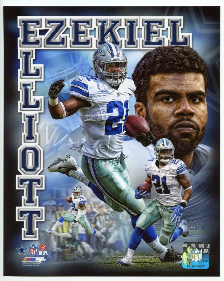 EZEKIEL ELLIOTT - FOTO ARCHIVO CON LICENCIA DALLAS COWBOYS RB 8X10 FOTO Foto 1 de 1
