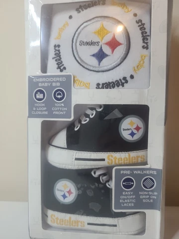 Baby Fanatic NFL Steelers Embroidered Team Bib and Pre-Walkers Shoes Cover
