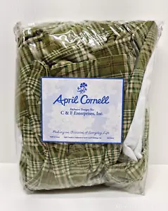 NEW 2010 April Cornell Drop Bed Skirt For King Size Bed 78" x 80" Green Plaid - Picture 1 of 7