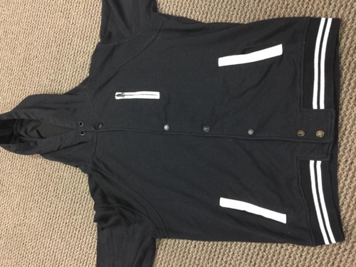 RHUDE Felpa con cappuccio uomo Rude tutta nera a righe bianche