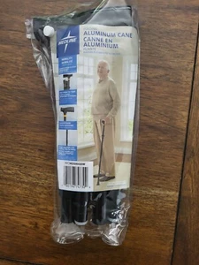 Medline Folding Aluminum Cane Adjustable Height Locking Supports 250 lbs. Black - Picture 1 of 2