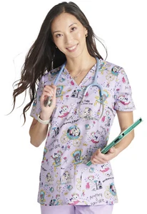 Furry Tales Cherokee Scrubs V Neck Top CK671 FUTL - Bild 1 von 5