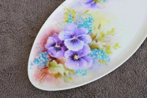 Cargador de bandeja de placas ovalado Alka Kunst Barvia porcelana Alemania flores pintadas a mano YL - Imagen 1 de 8