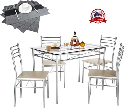 juego de comedor moderno de 4 sillas mesa decoracion hogar para cocina Nuevo - Image 1 of 4