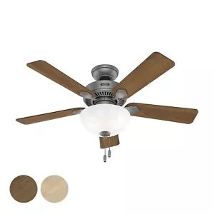 Hunter Fan 44 in Traditional Matte Silver Ceiling Fan with Light and Pull Chain - Picture 1 of 9