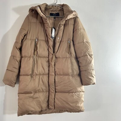 Casaco acolchoado longo feminino Vero Moda com capuz M 100% poliéster bege marrom - Imagem 1 de 4