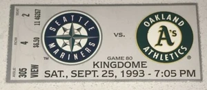 Athletics MLB Seattle Mariners KINGDOME Ticket Stub Ken Griffey Jr 9/25/1993 - Picture 1 of 2