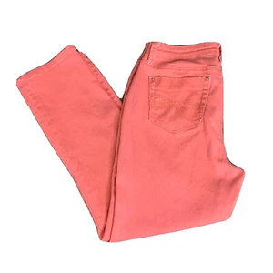 Signature Studio Crop Pants Womens 10 Coral Solid Zip Button Close Pockets - Picture 1 of 10