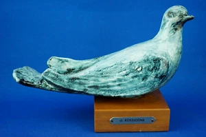 Giuseppe Rossicone Scultura colomba ceramica maiolica gres base legno 1900 XX - Foto 1 di 24