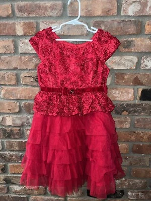 Vestido JONA MICHELLE Manga Corta Rojo Navidad Vacaciones TALLA 7 Niñas Pre Amado Foto 1 de 2