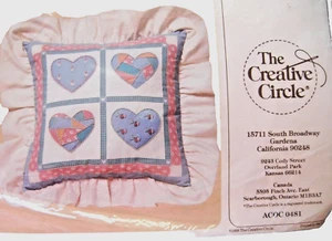 The Creative Circle Quilted Hearts Pillow Kit #0482 14"x14" New in Package 1988 - Picture 1 of 4