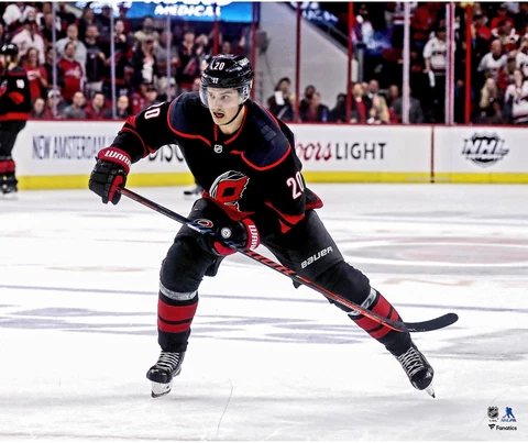 Sebastian Aho Carolina Hurricanes Black Alternate Jersey Skating 20" x 24" Photo Cover