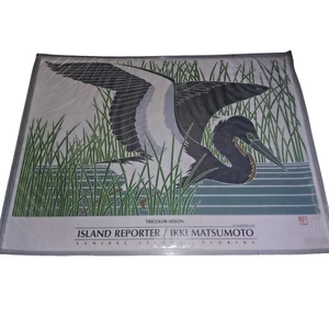 IKKI MATSUMOTO DREIFARBIG REIHER 1999 INSEL REPORTER SANIBEL FL Kunstposter - Bild 1 von 18