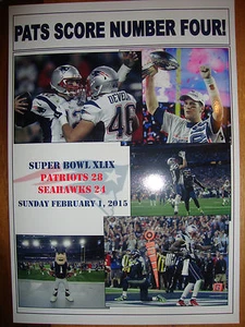 New England Patriots 28 Seattle Seahawks 24 - 2015 Super Bowl - souvenir print - Picture 1 of 1