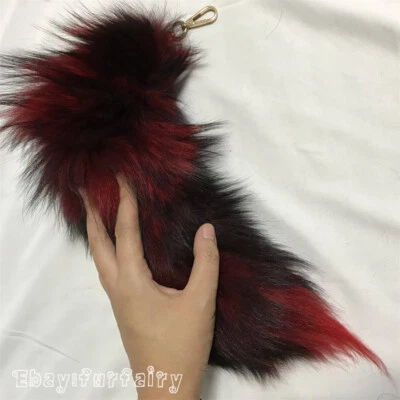 Venta al por mayor Llavero Disfraz Cola de Zorro Real Rojo Cola de Piel Real Cosplay Colgante Foto 1 de 4