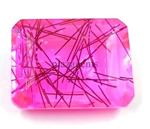 Rosa Rutilquarz 150,10 ct zertifiziert Smaragdschliff lose Edelstein N23 - Bild 1 von 8