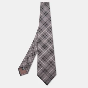 Boss By Hugo Boss Grey Check Patterned Silk Tie - Picture 1 of 5