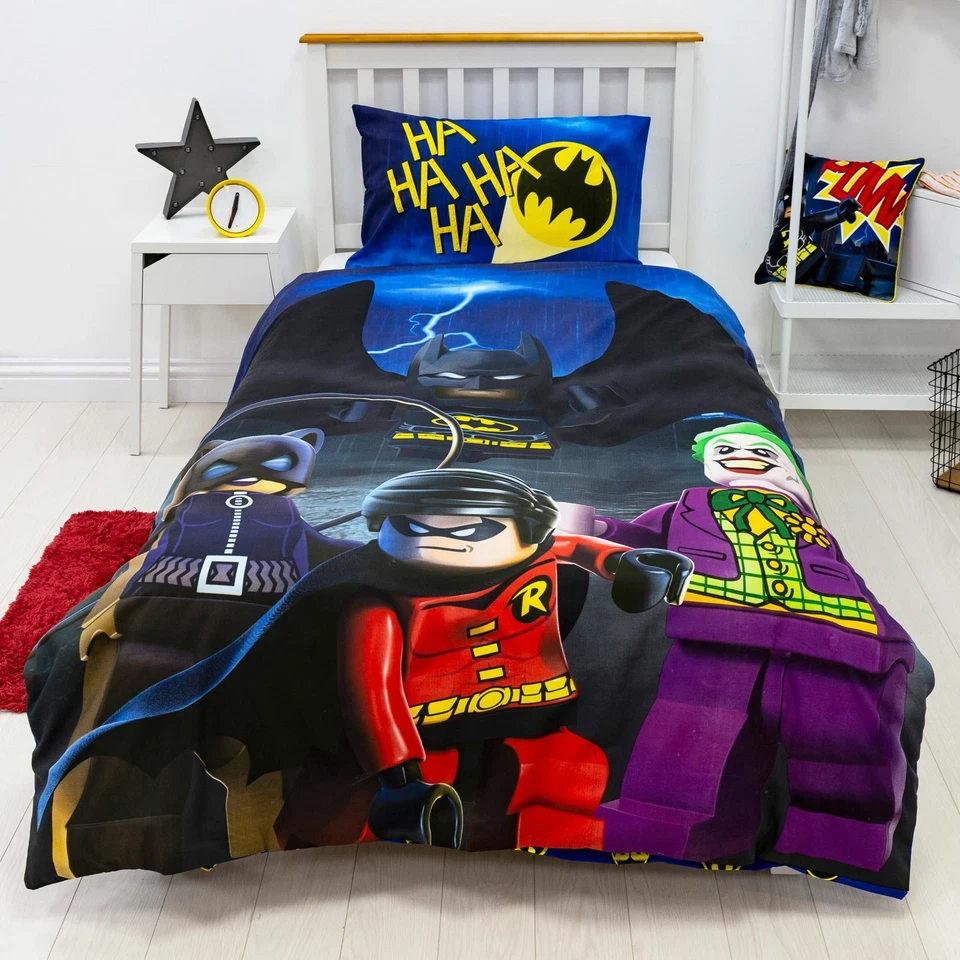 Conjunto de capa de edredom individual Lego DC Superheroes Challenge design 2 em 1 roupa de cama - Imagem 1 de 3