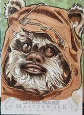 2020 Topps Masterwork Wicket the Ewok Star Wars Sketch card by Tom Amici