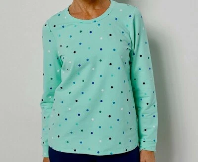 Sudadera deportiva inteligente acogedora tejida cuello redondo top talla 5X verde menta lunares nueva con etiquetas Foto 1 de 4