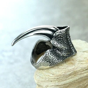 Gothic Big Dragon Claw Ring Stainless Steel Eagle Claw Biker Punk Ring Size 7-13 - Picture 1 of 3