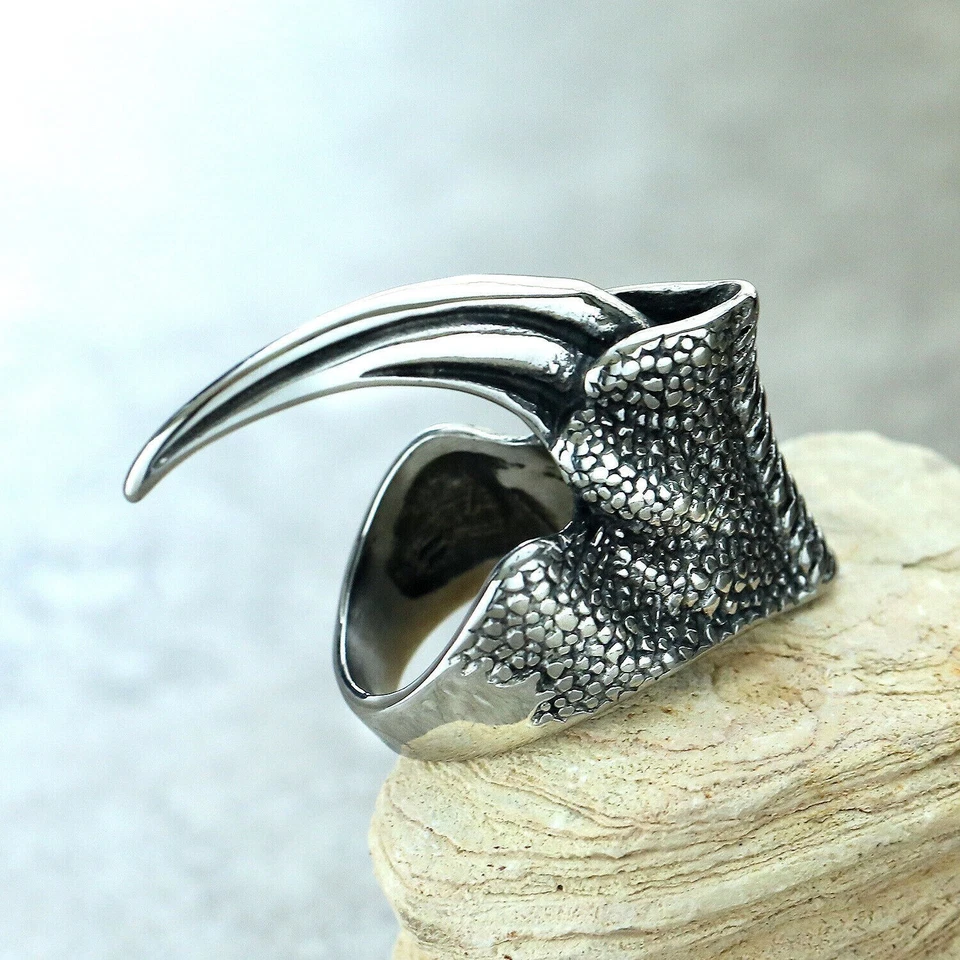 Gothic Big Dragon Claw Ring Stainless Steel Eagle Claw Biker Punk Ring Size 7-13 - Image 1 of 1