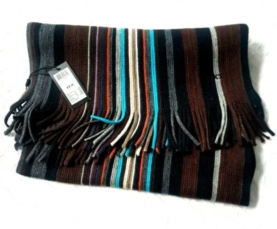 Silenciador de cachecol Mexx Metropolitan 100% lã de cordeiro multicolorido com franjas - Novo com etiquetas - Imagem 1 de 4