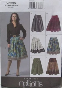 VOGUE 8295 Easy Option Womens 6-8-10-12 Full Gathered SKIRT Assortment Pattern - Picture 1 of 2