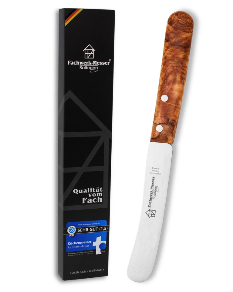 Fachwerk Frühstücksmesser Olivenholz Brötchenmesser Buckelsmesser Solingen - Bild 1 von 4