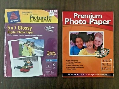 Avery Glossy Photo Paper 5"x7" x 24 + PictureIt, *Bonus* 8.5" x 11" x 8 Sheets - Image 1 of 4
