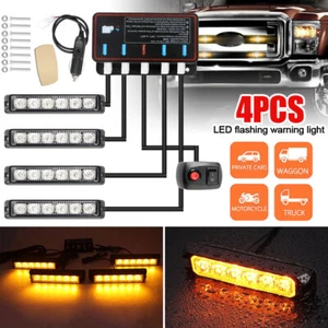 4Pcs Front flasher LED flashing light warning light strobe light yellow 12V 24V - Picture 1 of 11