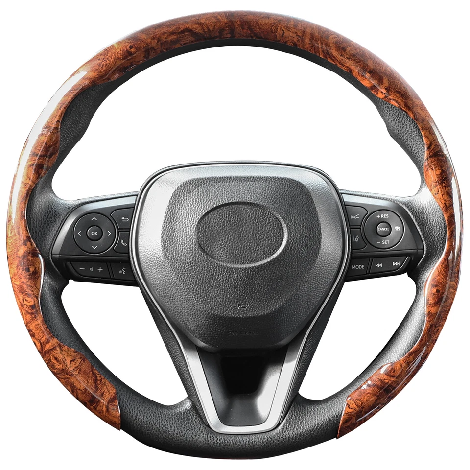Car Wood Grain Steering Wheel Cover Ultra-thin Breathable Non-slip Accessories - Image 1 of 4
