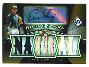 2009 EVAN LONGORIA Topps TT Rising Stars Auto Relics Sepia #1/75