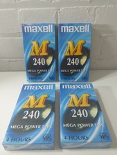 X4 MAXELL M240 MEGA POWER VHS CASSETTE BLANK TAPES 4 PACK FACTORY SEALED