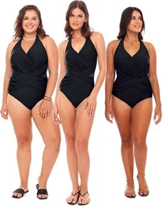 Cleo Cora - Medium Black One Piece Swimsuit - Tummy Control Bathing Suit - NEW - Picture 1 of 4