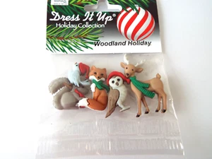 Dress It Up Buttons 9500 Woodland Holiday Animal Christmas Novelty Buttons - Picture 1 of 1
