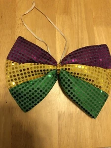  Mardi Gras  Glitz N Gleam Bow Tie w/Elastic attachment.  Big Size. - Picture 1 of 3
