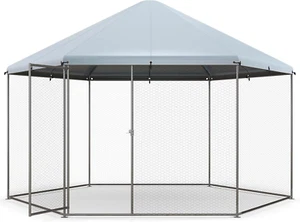 Costway Metal Chicken Coop, Chicken Run House Spire-Shaped Cage W/Wire Mesh &... - Picture 1 of 12