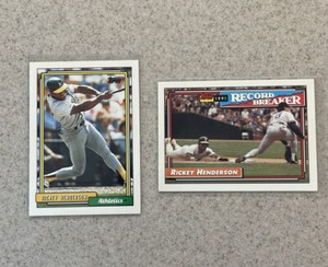 1992 Topps Baseball, Record Breaker-#2 & #560 (2) Cards Ricky Henderson-A's