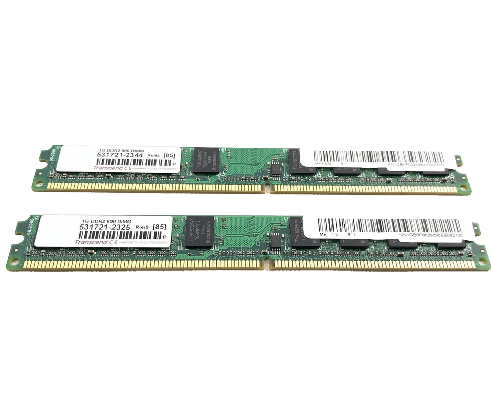 2x Transcend 1GB DDR2 800MHz PC2-6400 Desktop RAM  - Image 1 of 4